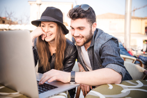 Young couple looking at finances